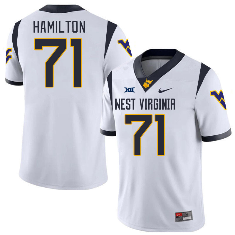 Men #71 Maurice Hamilton West Virginia Mountaineers College 2024 New Uniforms Football Jerseys Stitc